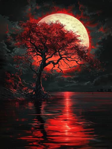 Diamond Painting Baum, 5D Diamond Painting Erwachsene Landschaft, DIY Basteln Erwachsene, Mosaikherstellung Set, Vollbohrer Diamant Kunst Stickerei Kreuzstich Kits, Deko Wohnzimmer 80X110cm 6-6048 von KUEGDUNG