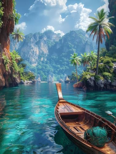 Diamond Painting Berg, 5D Diamond Painting Erwachsene Rivers, DIY Basteln Erwachsene, Mosaikherstellung Set, Vollbohrer Diamant Kunst Stickerei Kreuzstich Kits, Deko Wohnzimmer 70x95cm F-3779 von KUEGDUNG