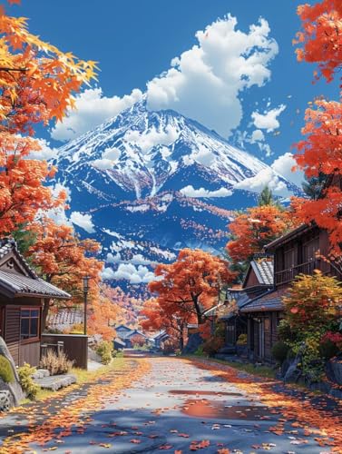 Diamond Painting Berg, 5D Diamond Painting Erwachsene StraßE, DIY Basteln Erwachsene, Mosaikherstellung Set, Vollbohrer Diamant Kunst Stickerei Kreuzstich Kits, Deko Wohnzimmer 80X110cm L-7146 von KUEGDUNG