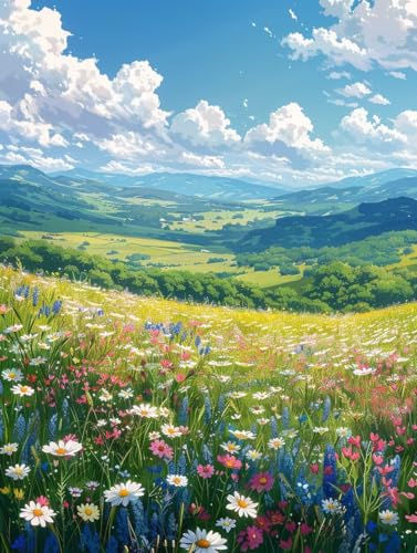 Diamond Painting Blume, Landschaft 5D Diamond Painting Erwachsene, DIY Basteln Erwachsene, Vollbohrer Diamant Kunst Stickerei Kreuzstich Kits, Deko Wohnzimmer und Wanddeko, Geschenke 100x135cm A-4440 von KUEGDUNG