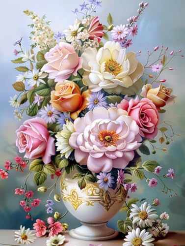 Diamond Painting Blume, Pflanze Diamond Painting Erwachsene, 5D DIY Bastelset Erwachsene Frauen, Vollbohrer Diamanten Malerei Stickerei Kreuzstich Set für Deko Wohnzimmer, Geschenke 30x40cm C-6985 von KUEGDUNG