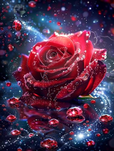 Diamond Painting Blume Diamond Painting Kinder, 5D Rose Bastelset Erwachsene, Mosaikherstellung, DIY Vollbohrer Diamanten Malerei Stickerei Kreuzstich Set für Deko Wohnzimmer 100x135cm M-5725 von KUEGDUNG