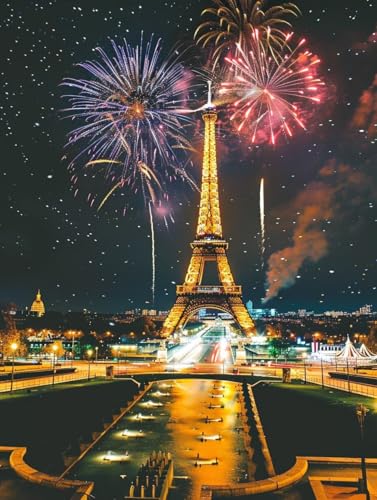 Diamond Painting Eiffelturm, Landschaft Diamond Painting Erwachsene, 5D DIY Bastelset Erwachsene Frauen, Vollbohrer Diamanten Malerei Stickerei Kreuzstich Set für Deko Wohnzimmer 70x95cm W-2761 von KUEGDUNG