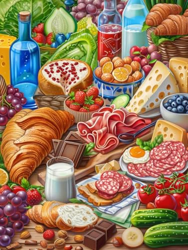 Diamond Painting Essen Diamond Painting Kinder, 5D Obst Bastelset Erwachsene, Mosaikherstellung, DIY Vollbohrer Diamanten Malerei Stickerei Kreuzstich Set für Deko Wohnzimmer 100x135cm Y-3631 von KUEGDUNG