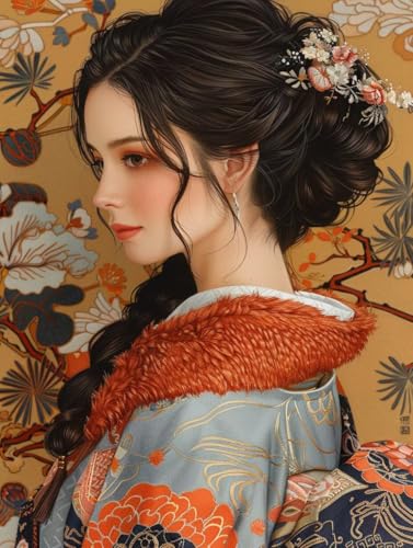 Diamond Painting Frau, Blume 5D Diamond Painting Erwachsene, DIY Basteln Erwachsene, Vollbohrer Diamant Kunst Stickerei Kreuzstich Kits, Deko Wohnzimmer und Wanddeko, Geschenke 90x120cm Q-5428 von KUEGDUNG