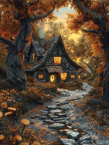 Diamond Painting HäUser, 5D Diamond Painting Erwachsene Wald, DIY Basteln Erwachsene, Mosaikherstellung Set, Vollbohrer Diamant Kunst Stickerei Kreuzstich Kits, Deko Wohnzimmer 90x120cm V-6657 Diamond Painting HäUser, 5D Diamond Painting Erwachsene Wald, DIY Basteln Erwachsene, Mosaikherstellung Set, Vollbohrer Diamant Kunst Stickerei Kreuzstich Kits, Deko Wohnzimmer 90x120cm V-6657 von KUEGDUNG