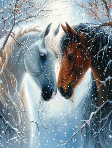 Diamond Painting Horse, 5D Diamond Painting Erwachsene Tier, DIY Basteln Erwachsene, Mosaikherstellung Set, Vollbohrer Diamant Kunst Stickerei Kreuzstich Kits, Deko Wohnzimmer 90x120cm 9-1259 von KUEGDUNG