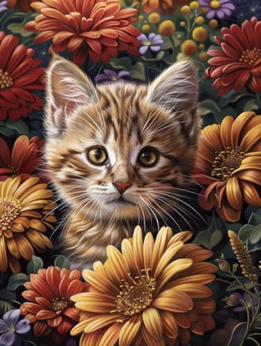 Diamond Painting Katze, 5D Diamond Painting Erwachsene Blume, DIY Basteln Erwachsene, Mosaikherstellung Set, Vollbohrer Diamant Kunst Stickerei Kreuzstich Kits, Deko Wohnzimmer 70x95cm 4-4832 Diamond Painting Katze, 5D Diamond Painting Erwachsene Blume, DIY Basteln Erwachsene, Mosaikherstellung Set, Vollbohrer Diamant Kunst Stickerei Kreuzstich Kits, Deko Wohnzimmer 70x95cm 4-4832 von KUEGDUNG