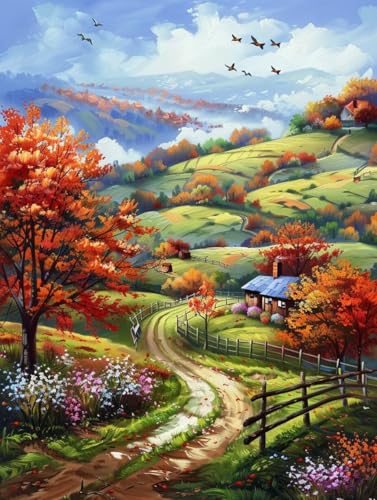 Diamond Painting Landschaft, Baum Diamond Painting Erwachsene, 5D DIY Bastelset Erwachsene Frauen, Vollbohrer Diamanten Malerei Stickerei Kreuzstich Set für Deko Wohnzimmer, Geschenke 100x130cm 7-7468 von KUEGDUNG
