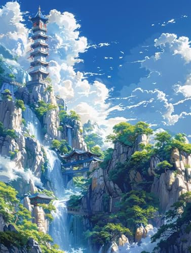 Diamond Painting Landschaft, Berg Diamond Painting Erwachsene, 5D DIY Bastelset Erwachsene Frauen, Vollbohrer Diamanten Malerei Stickerei Kreuzstich Set für Deko Wohnzimmer, Geschenke 90x120cm 5-3550 von KUEGDUNG