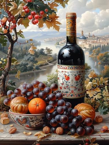 Diamond Painting Landschaft, Traube 5D Diamond Painting Erwachsene, DIY Basteln Erwachsene, Vollbohrer Diamant Kunst Stickerei Kreuzstich Kits, Deko Wohnzimmer und Wanddeko, Geschenke 100x130cm X-7227 von KUEGDUNG