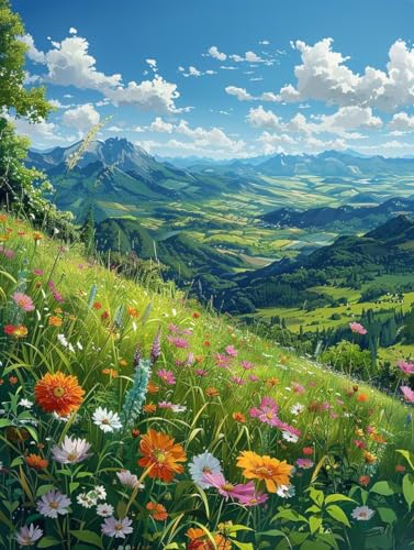 Diamond Painting Landschaft Diamond Painting Kinder, 5D Blume Bastelset Erwachsene, Mosaikherstellung, DIY Vollbohrer Diamanten Malerei Stickerei Kreuzstich Set für Deko Wohnzimmer 100x135cm L-3985 von KUEGDUNG