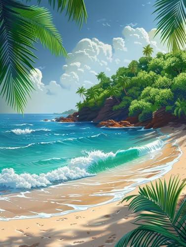 Diamond Painting Landschaft Diamond Painting Kinder, 5D Strand Bastelset Erwachsene, Mosaikherstellung, DIY Vollbohrer Diamanten Malerei Stickerei Kreuzstich Set für Deko Wohnzimmer 90x120cm J-4024 von KUEGDUNG