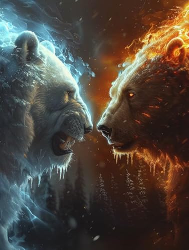 Diamond Painting LöWe, 5D Diamond Painting Erwachsene Flamme, DIY Basteln Erwachsene, Mosaikherstellung Set, Vollbohrer Diamant Kunst Stickerei Kreuzstich Kits, Deko Wohnzimmer 80X110cm T-3466 von KUEGDUNG