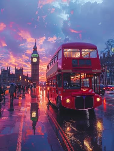 Diamond Painting London, StraßE Diamond Painting Erwachsene, 5D DIY Bastelset Erwachsene Frauen, Vollbohrer Diamanten Malerei Stickerei Kreuzstich Set für Deko Wohnzimmer, Geschenke 30x40cm B-7615 von KUEGDUNG
