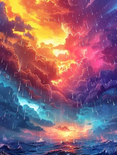 Diamond Painting Ozean, 5D Diamond Painting Erwachsene Sonnenuntergang, DIY Basteln Erwachsene, Mosaikherstellung Set, Vollbohrer Diamant Kunst Stickerei Kits, Deko Wohnzimmer 100x130cm P-5431 von KUEGDUNG