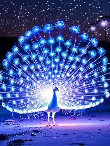 Diamond Painting Pfau, Sternenhimmel Diamond Painting Erwachsene, 5D DIY Bastelset Erwachsene Frauen, Vollbohrer Diamanten Malerei Stickerei Kreuzstich Set für Deko Wohnzimmer 100x130cm D-2811 von KUEGDUNG