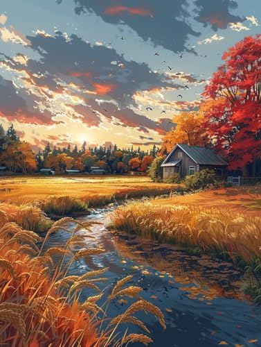 Diamond Painting Rivers, Landschaft 5D Diamond Painting Erwachsene, DIY Basteln Erwachsene, Vollbohrer Diamant Kunst Stickerei Kreuzstich Kits, Deko Wohnzimmer und Wanddeko, Geschenke 80X110cm U-3764 von KUEGDUNG