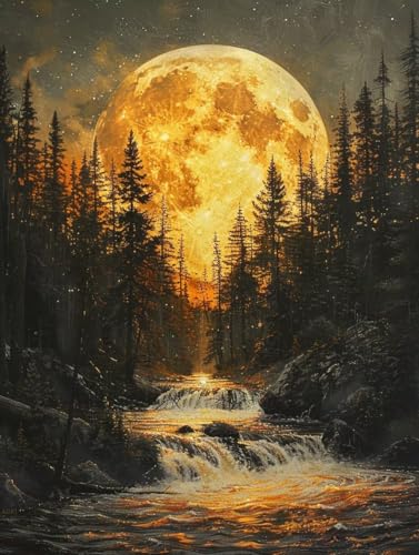 Diamond Painting Rivers, Wald 5D Diamond Painting Erwachsene, DIY Basteln Erwachsene, Vollbohrer Diamant Kunst Stickerei Kreuzstich Kits, Deko Wohnzimmer und Wanddeko, Geschenke 80X110cm 8-8947 von KUEGDUNG