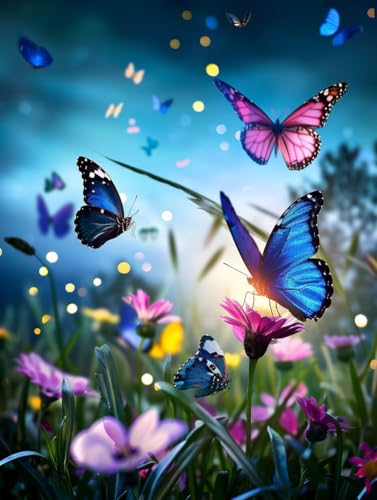 Diamond Painting Schmetterling, Blume Diamond Painting Erwachsene, 5D DIY Bastelset Erwachsene Frauen, Vollbohrer Diamanten Malerei Stickerei Kreuzstich Set für Deko Wohnzimmer 40X50cm 3-9607 Diamond Painting Schmetterling, Blume Diamond Painting Erwachsene, 5D DIY Bastelset Erwachsene Frauen, Vollbohrer Diamanten Malerei Stickerei Kreuzstich Set für Deko Wohnzimmer 40X50cm 3-9607 von KUEGDUNG