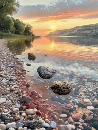 Diamond Painting Sonnenuntergang, 5D Diamond Painting Erwachsene Landschaft, DIY Basteln Erwachsene, Mosaikherstellung Set, Vollbohrer Diamant Kunst Stickerei Kits, Deko Wohnzimmer 90x120cm F-5653 von KUEGDUNG