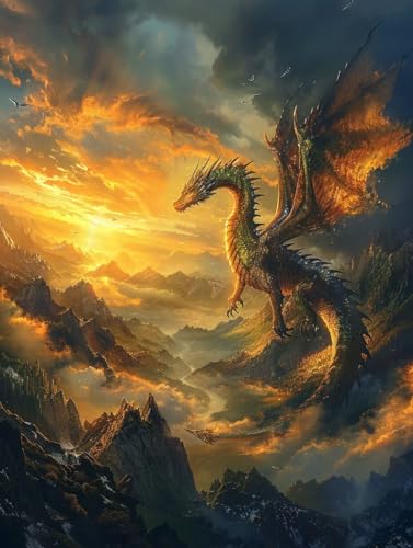 Diamond Painting Sonnenuntergang, Drachen Diamond Painting Erwachsene, 5D DIY Bastelset Erwachsene Frauen, Vollbohrer Diamanten Malerei Stickerei Kreuzstich Set für Deko Wohnzimmer 30x40cm N-5243 Diamond Painting Sonnenuntergang, Drachen Diamond Painting Erwachsene, 5D DIY Bastelset Erwachsene Frauen, Vollbohrer Diamanten Malerei Stickerei Kreuzstich Set für Deko Wohnzimmer 30x40cm N-5243 von KUEGDUNG