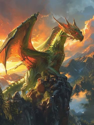 Diamond Painting Sonnenuntergang, Drachen Diamond Painting Erwachsene, 5D DIY Bastelset Erwachsene Frauen, Vollbohrer Diamanten Malerei Stickerei Kreuzstich Set für Deko Wohnzimmer 40X50cm 0-9006 Diamond Painting Sonnenuntergang, Drachen Diamond Painting Erwachsene, 5D DIY Bastelset Erwachsene Frauen, Vollbohrer Diamanten Malerei Stickerei Kreuzstich Set für Deko Wohnzimmer 40X50cm 0-9006 von KUEGDUNG