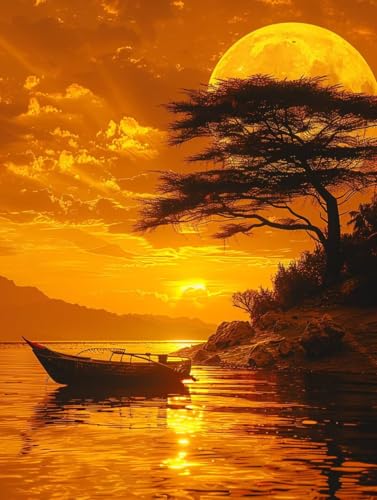 Diamond Painting Sonnenuntergang, Landschaft 5D Diamond Painting Erwachsene, DIY Basteln Erwachsene, Vollbohrer Diamant Kunst Stickerei Kreuzstich Kits, Deko Wohnzimmer und Wanddeko 100x130cm F-1827 Diamond Painting Sonnenuntergang, Landschaft 5D Diamond Painting Erwachsene, DIY Basteln Erwachsene, Vollbohrer Diamant Kunst Stickerei Kreuzstich Kits, Deko Wohnzimmer und Wanddeko 100x130cm F-1827 von KUEGDUNG