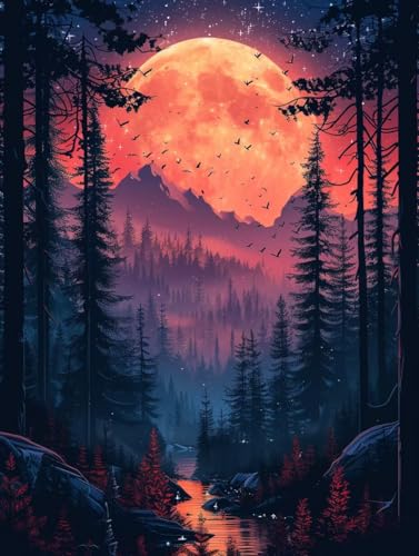 Diamond Painting Sonnenuntergang, Landschaft 5D Diamond Painting Erwachsene, DIY Basteln Erwachsene, Vollbohrer Diamant Kunst Stickerei Kreuzstich Kits, Deko Wohnzimmer und Wanddeko 90x120cm C-4421 von KUEGDUNG