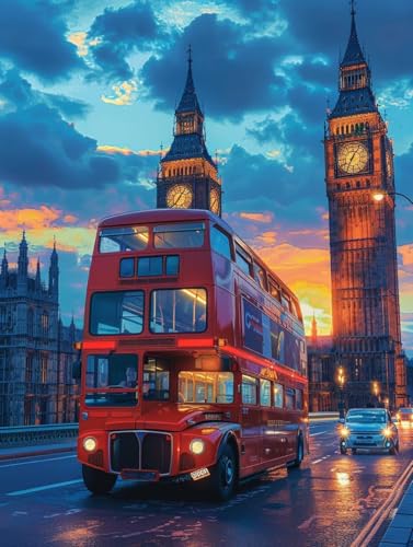 Diamond Painting Sonnenuntergang, Stadt Diamond Painting Erwachsene, 5D DIY Bastelset Erwachsene Frauen, Vollbohrer Diamanten Malerei Stickerei Kreuzstich Set für Deko Wohnzimmer 100x130cm H-6869 von KUEGDUNG