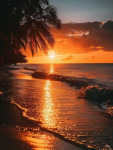 Diamond Painting Sonnenuntergang, Strand Diamond Painting Erwachsene, 5D DIY Bastelset Erwachsene Frauen, Vollbohrer Diamanten Malerei Stickerei Kreuzstich Set für Deko Wohnzimmer 100x135cm 8-2913 von KUEGDUNG
