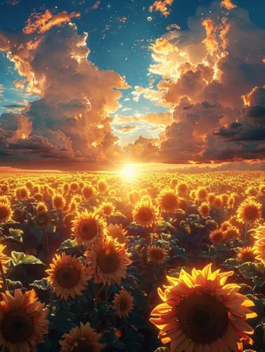 Diamond Painting Sonnenuntergang Diamond Painting Kinder, 5D Blume Bastelset Erwachsene, Mosaikherstellung, DIY Vollbohrer Diamanten Malerei Stickerei Kreuzstich Set für Zimmer Deko 100x135cm Z-1918 von KUEGDUNG