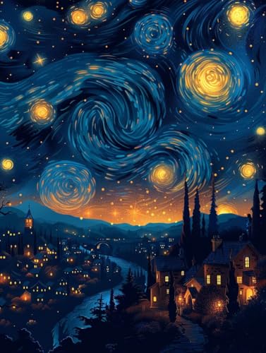 Diamond Painting Sternenhimmel, Landschaft 5D Diamond Painting Erwachsene, DIY Basteln Erwachsene, Vollbohrer Diamant Kunst Stickerei Kreuzstich Kits, Deko Wohnzimmer und Wanddeko 90x120cm Q-9470 von KUEGDUNG