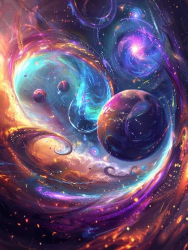 Diamond Painting Sternenhimmel, Planet Diamond Painting Erwachsene, 5D DIY Bastelset Erwachsene Frauen, Vollbohrer Diamanten Malerei Stickerei Kreuzstich Set für Deko Wohnzimmer 90x120cm A-6550 von KUEGDUNG