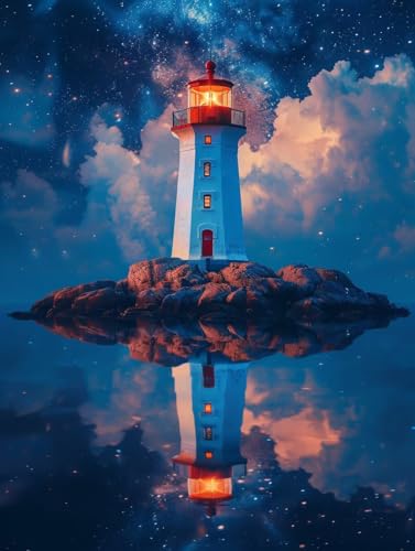 Diamond Painting Sternenhimmel, Wasserturm Diamond Painting Erwachsene, 5D DIY Bastelset Erwachsene Frauen, Vollbohrer Diamanten Malerei Stickerei Kreuzstich Set für Deko Wohnzimmer 40X50cm D-4526 von KUEGDUNG