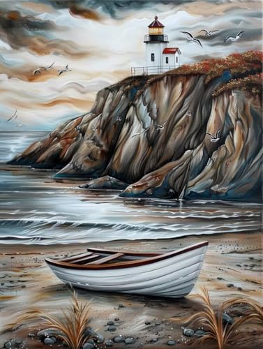 Diamond Painting Strand, 5D Diamond Painting Erwachsene Landschaft, DIY Basteln Erwachsene, Mosaikherstellung Set, Vollbohrer Diamant Kunst Stickerei Kreuzstich Kits, Deko Wohnzimmer 100x130cm 1-9738 von KUEGDUNG