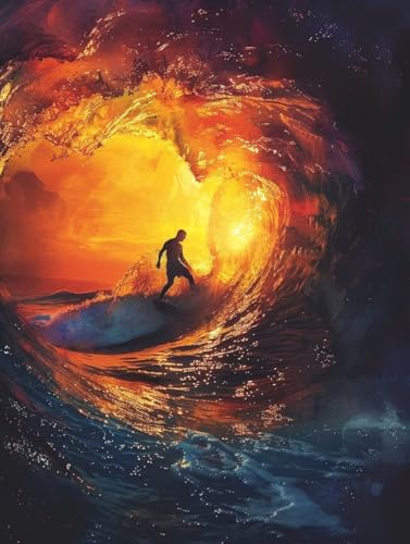 Diamond Painting Surfer Diamond Painting Kinder, 5D Sonnenuntergang Bastelset Erwachsene, Mosaikherstellung, DIY Vollbohrer Diamanten Malerei Stickerei Kreuzstich Set für Zimmer Deko 100x135cm A-1996 von KUEGDUNG