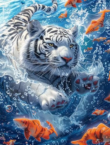 Diamond Painting Tiger, 5D Diamond Painting Erwachsene Fisch, DIY Basteln Erwachsene, Mosaikherstellung Set, Vollbohrer Diamant Kunst Stickerei Kreuzstich Kits, Deko Wohnzimmer 60X70cm 9-6675 Diamond Painting Tiger, 5D Diamond Painting Erwachsene Fisch, DIY Basteln Erwachsene, Mosaikherstellung Set, Vollbohrer Diamant Kunst Stickerei Kreuzstich Kits, Deko Wohnzimmer 60X70cm 9-6675 von KUEGDUNG