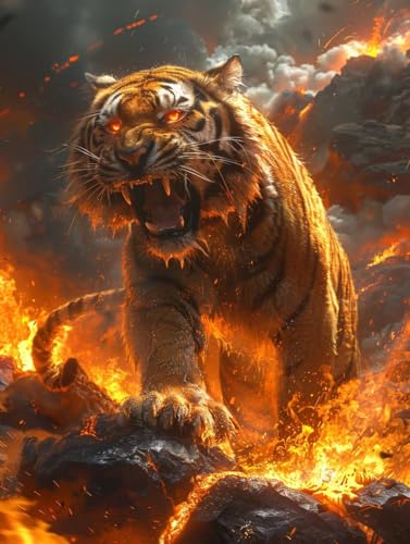 Diamond Painting Tiger, 5D Diamond Painting Erwachsene Flamme, DIY Basteln Erwachsene, Mosaikherstellung Set, Vollbohrer Diamant Kunst Stickerei Kreuzstich Kits, Deko Wohnzimmer 60X80cm 3-9715 Diamond Painting Tiger, 5D Diamond Painting Erwachsene Flamme, DIY Basteln Erwachsene, Mosaikherstellung Set, Vollbohrer Diamant Kunst Stickerei Kreuzstich Kits, Deko Wohnzimmer 60X80cm 3-9715 von KUEGDUNG
