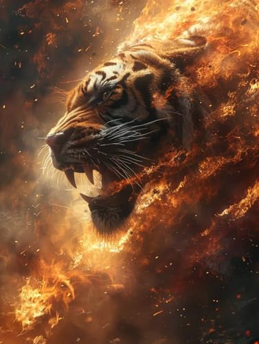 Diamond Painting Tiger, 5D Diamond Painting Erwachsene Flamme, DIY Basteln Erwachsene, Mosaikherstellung Set, Vollbohrer Diamant Kunst Stickerei Kreuzstich Kits, Deko Wohnzimmer 80X110cm A-2130 Diamond Painting Tiger, 5D Diamond Painting Erwachsene Flamme, DIY Basteln Erwachsene, Mosaikherstellung Set, Vollbohrer Diamant Kunst Stickerei Kreuzstich Kits, Deko Wohnzimmer 80X110cm A-2130 von KUEGDUNG