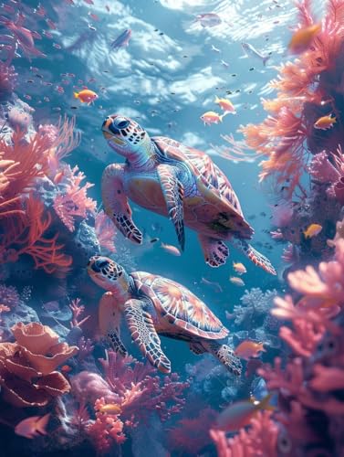 Diamond Painting Unterwasserlebewesen, Fisch Diamond Painting Erwachsene, 5D DIY Bastelset Erwachsene Frauen, Vollbohrer Diamanten Malerei Stickerei Kreuzstich Set für Deko Wohnzimmer 30x40cm U-8675 von KUEGDUNG
