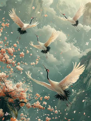 Diamond Painting Vogel, 5D Diamond Painting Erwachsene Blume, DIY Basteln Erwachsene, Mosaikherstellung Set, Vollbohrer Diamant Kunst Stickerei Kreuzstich Kits, Deko Wohnzimmer 90x120cm D-5604 von KUEGDUNG