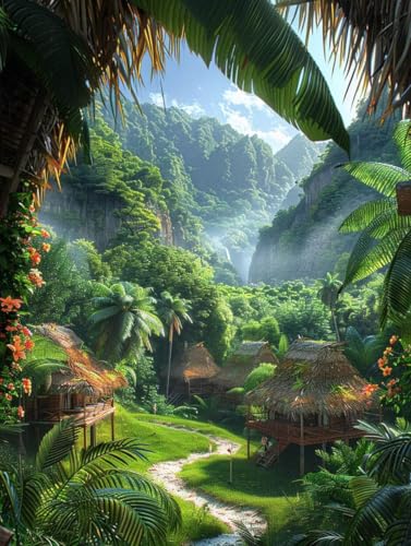 Diamond Painting Wald, Landschaft 5D Diamond Painting Erwachsene, DIY Basteln Erwachsene, Vollbohrer Diamant Kunst Stickerei Kreuzstich Kits, Deko Wohnzimmer und Wanddeko, Geschenke 80X110cm 8-8061 von KUEGDUNG