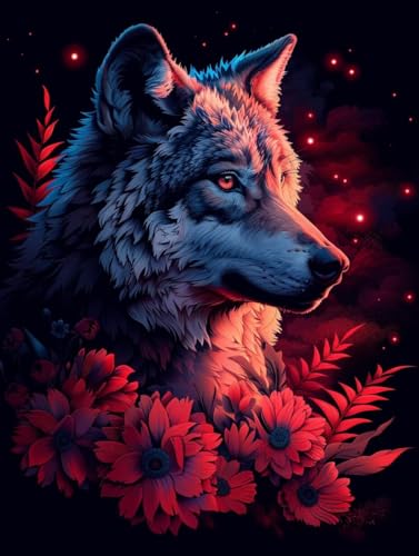 Diamond Painting Wolf, 5D Diamond Painting Erwachsene Blume, DIY Basteln Erwachsene, Mosaikherstellung Set, Vollbohrer Diamant Kunst Stickerei Kreuzstich Kits, Deko Wohnzimmer 100x135cm O-4293 Diamond Painting Wolf, 5D Diamond Painting Erwachsene Blume, DIY Basteln Erwachsene, Mosaikherstellung Set, Vollbohrer Diamant Kunst Stickerei Kreuzstich Kits, Deko Wohnzimmer 100x135cm O-4293 von KUEGDUNG