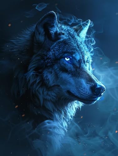 Diamond Painting Wolf, 5D Diamond Painting Erwachsene Tier, DIY Basteln Erwachsene, Mosaikherstellung Set, Vollbohrer Diamant Kunst Stickerei Kreuzstich Kits, Deko Wohnzimmer Geschenke 80X110cm S-5269 von KUEGDUNG