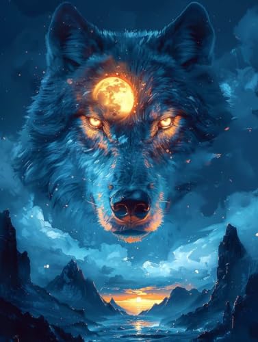Diamond Painting Wolf, 5D Diamond Painting Erwachsene Tier, DIY Basteln Erwachsene, Mosaikherstellung Set, Vollbohrer Diamant Kunst Stickerei Kreuzstich Kits, Deko Wohnzimmer Geschenke 90x120cm 5-2927 Diamond Painting Wolf, 5D Diamond Painting Erwachsene Tier, DIY Basteln Erwachsene, Mosaikherstellung Set, Vollbohrer Diamant Kunst Stickerei Kreuzstich Kits, Deko Wohnzimmer Geschenke 90x120cm 5-2927 von KUEGDUNG