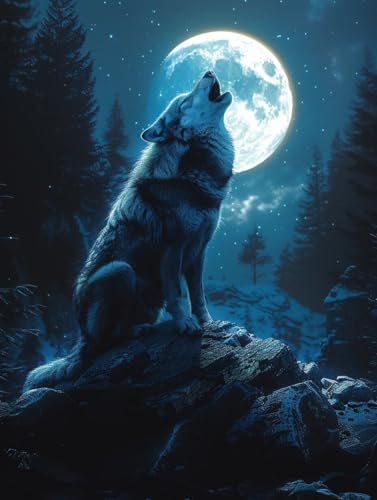 Diamond Painting Wolf, Mond 5D Diamond Painting Erwachsene, DIY Basteln Erwachsene, Vollbohrer Diamant Kunst Stickerei Kreuzstich Kits, Deko Wohnzimmer und Wanddeko, Geschenke 80X110cm 6-6654 Diamond Painting Wolf, Mond 5D Diamond Painting Erwachsene, DIY Basteln Erwachsene, Vollbohrer Diamant Kunst Stickerei Kreuzstich Kits, Deko Wohnzimmer und Wanddeko, Geschenke 80X110cm 6-6654 von KUEGDUNG