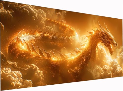 Drachen Diamond Painting Erwachsene Groß XXL 300x100cm, 5D Diamant Painting Bilder Wolke, DIY Stickerei Cross Stickerei Bastelset Erwachsene, Full Drill Diamant Malerei für Deko Wohnzimmer G-7341 von KUEGDUNG