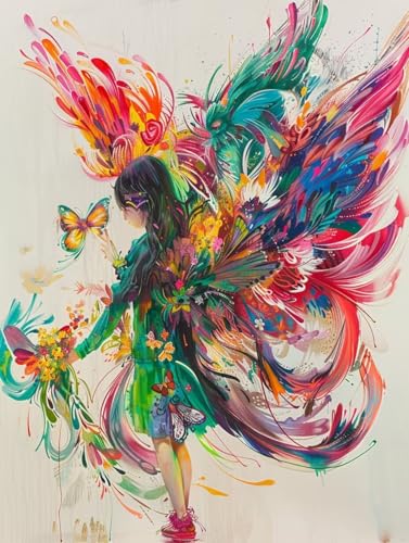 Engel Malen Nach Zahlen Erwachsene, Schmetterling Malen Nach Zahlen, DIY Handgemalt Ölgemälde Kit Mit 3 Pinseln und Acrylfarbe, Paint by Numbers Bastelset Erwachsene für Deko Wohnzimmer 30x40cm I-4638 von KUEGDUNG