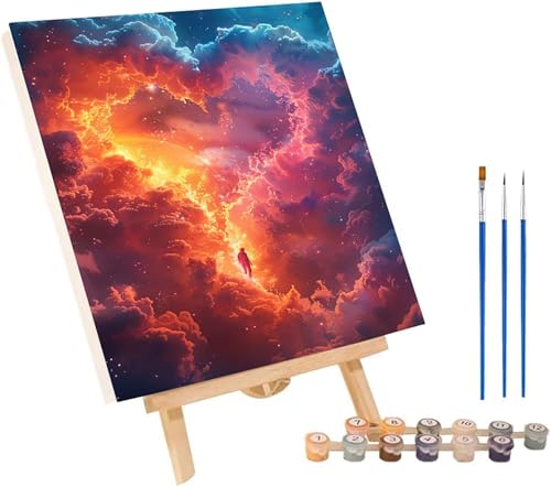 Flamme Malen Nach Zahlen Erwachsene mit Rahmen, Malen Nach Zahlen Wolke, DIY Set Erwachsene, Paint by Numbers Set mit Pinseln und Acrylfarben, Deko Wohnzimmer, Geschenke für Frauen 40x50cm 9-1253 von KUEGDUNG